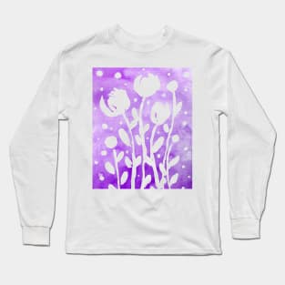 Whimsical watercolor flowers – purple Long Sleeve T-Shirt